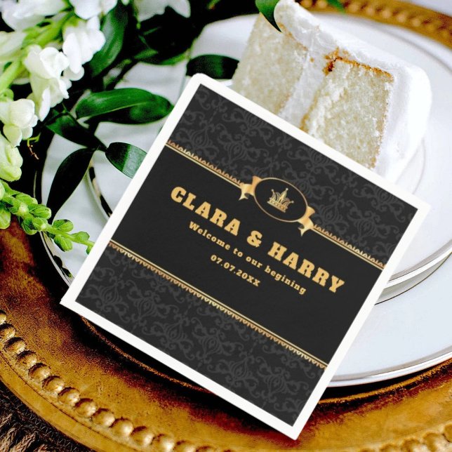 Luxury romantic gold calligraphy flourish wedding  serviette (Von Creator hochgeladen)