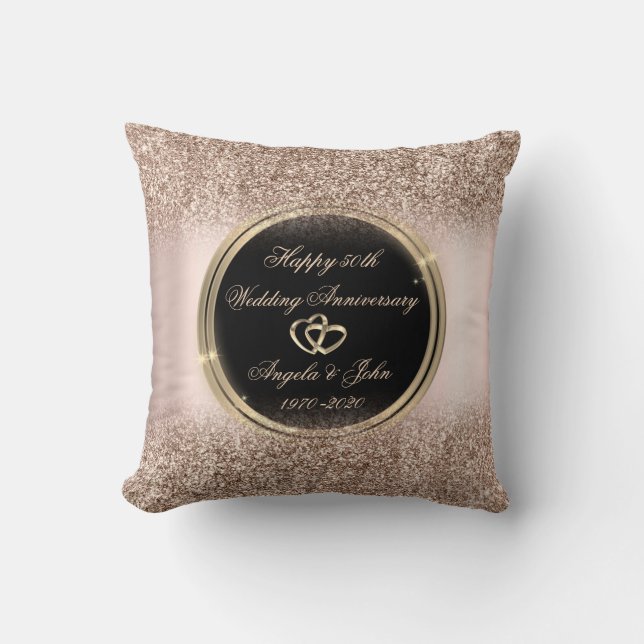 Luxury Rose Gold Glitzer Herbst 50 Jahre Kissen (Vorderseite)