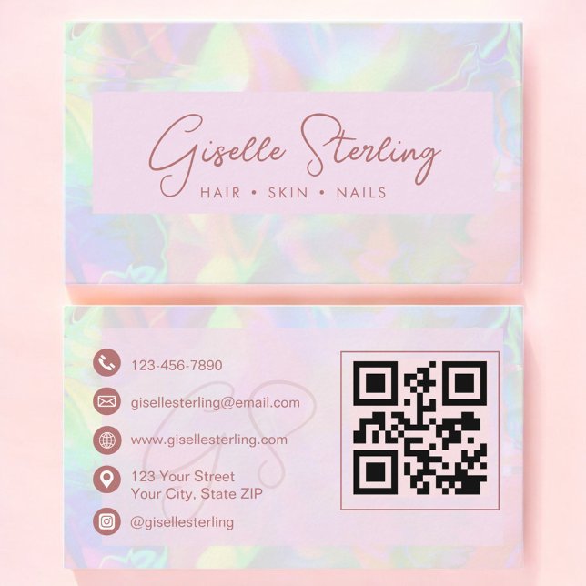 Luxury Rose Gold Opal QR Code Professional Visitenkarte (Von Creator hochgeladen)