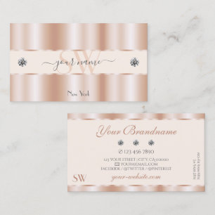 Luxury Rose Gold Sparkle Jewels Monogram Luxe Glam Visitenkarte