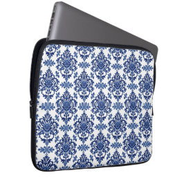 Luxury Royal Blue and White Baroque Floral Pattern Laptopschutzhülle