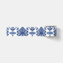 Luxury Royal Blue and White Baroque Floral Pattern