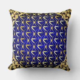 Luxury Royal Blue und Gold Hearts Pillow Kissen