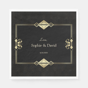 Luxury Royal Gold Black Art Deco 1920er Hochzeit Serviette