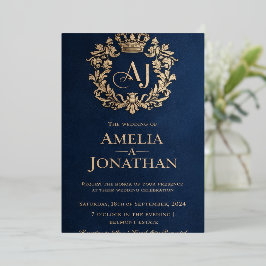 Luxury Royal Wedding Invitation Card – Navy Blue Folieneinladung