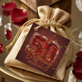 Luxury Ruby Red and Gold 50th Birthday Thank You Geschenkanhänger