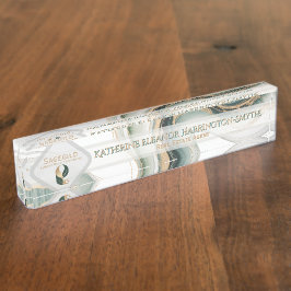 Luxury Sage Gold Marble Sleek Realtor Office Logo  Namensplakette