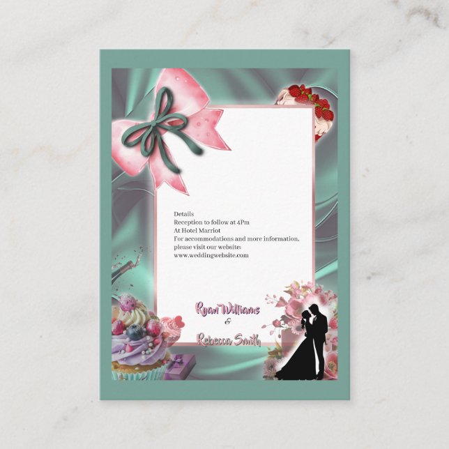 Luxury Satin Bow Wedding Enclosure Card Begleitkarte (Vorderseite)