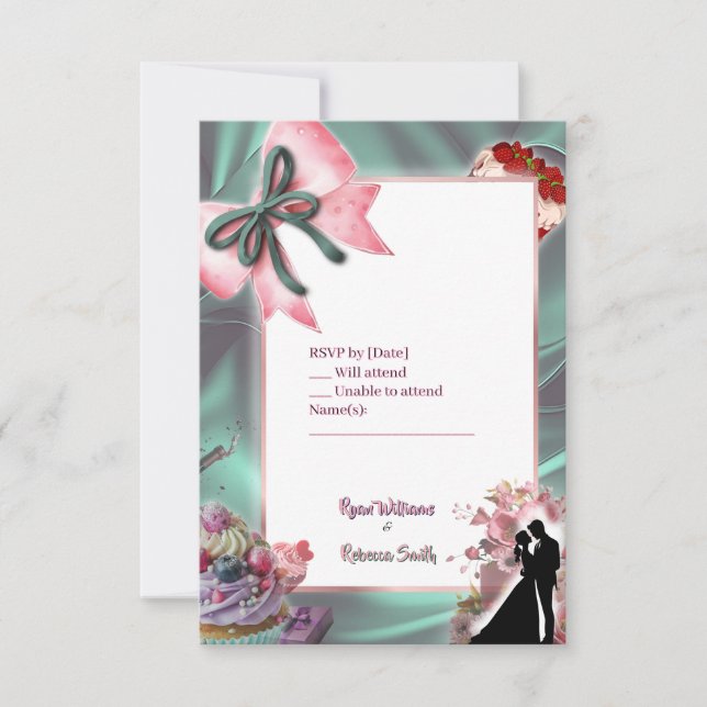 Luxury Satin Bow Wedding RSVP Card Karte (Vorderseite)