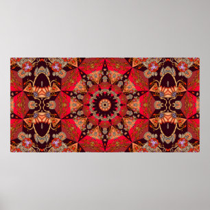 Luxury seamless ornament with mandala - star, flow poster