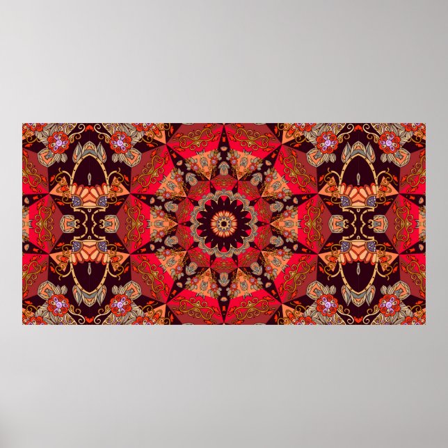 Luxury seamless ornament with mandala - star, flow poster (Vorne)