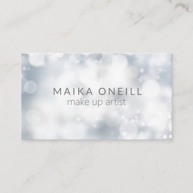 Luxury Silver Bokeh Glitzer Social Media Visitenkarte (Vorderseite)