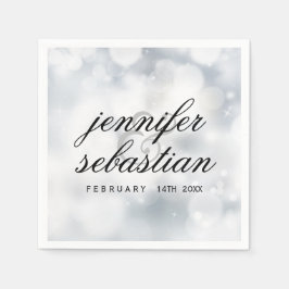 Luxury Silver bokeh WEDDING MONOGRAM Serviette