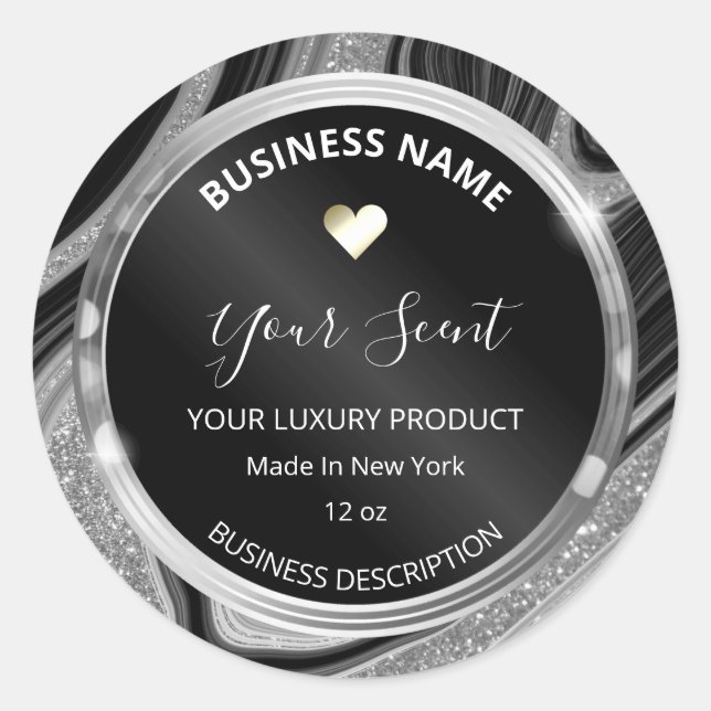 Luxury Silver Product Labels Runder Aufkleber (Vorderseite)