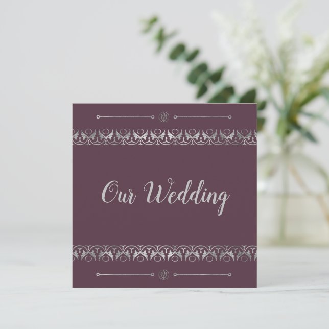 Luxury Silver Wedding Einladung (Stehend Vorderseite)