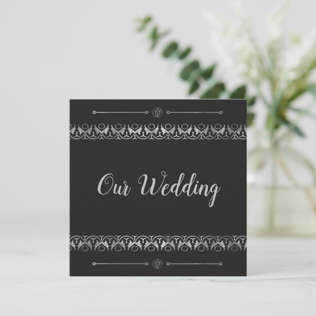 Luxury Silver Wedding Einladung (Stehend Vorderseite)