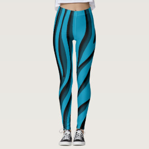 Luxury Soft Blue 3D Zebra Wave Leggings