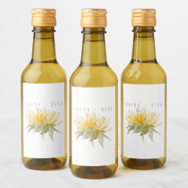 Luxury Sonnenblume Wedding White Weinetikett