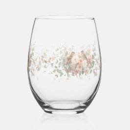 Luxury Spring Wildflower bird Rose Garden Seamless Weinglas Ohne Stiel