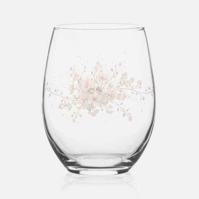 Luxury Spring Wildflower bird Spring Flower Bouque Weinglas Ohne Stiel (Rückseite)