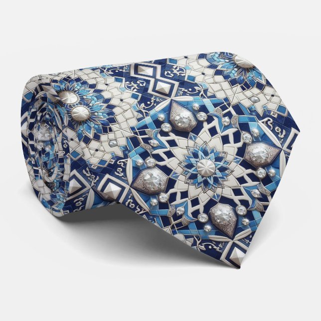 Luxury Statement Moroccan Diamond Neck Tie Krawatte (Gerollt)