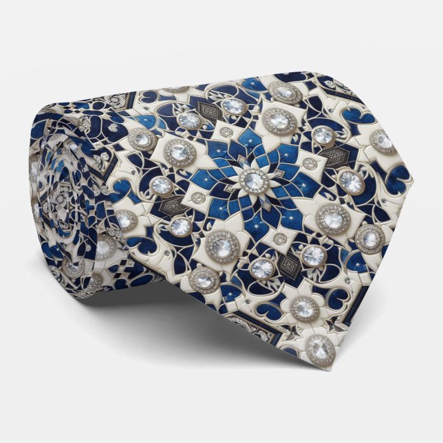 Luxury Statement Moroccan Diamond Neck Tie Krawatte (Gerollt)