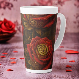 Luxury Steampunk Roses Romantic Gold Gears Milchtasse