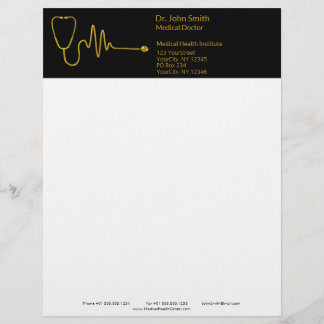 Luxury Stethoscope ECG Wave Gold EKG Line Medical Briefbogen