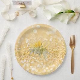Luxury Sunflower Gold Glitzer Hochzeit Pappteller