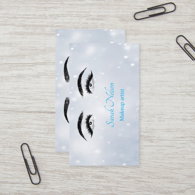Luxury Sweet Blue Makeup Business Card Visitenkarte (Vorderseite/Rückseite Beispiel)