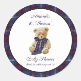 Luxury Tartan Baby Shower thank You Runder Aufkleber