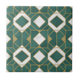 Luxury Teal and Gold Art Deco Geometric Seamless Fliese