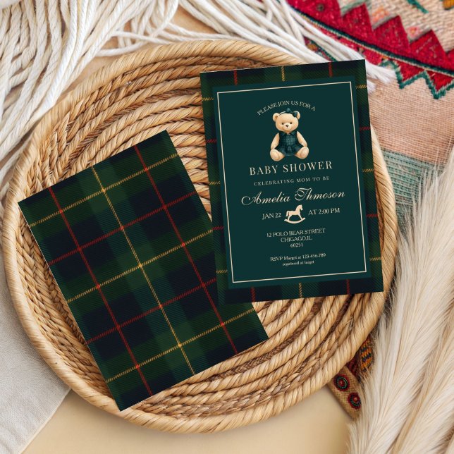 Luxury Teddy Bear baby shower Invitation (Créateur téléchargé)