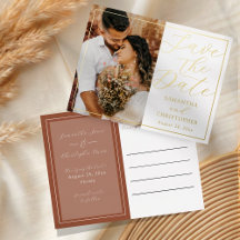 Luxury Terracotta & Gold Save the Date Wedding