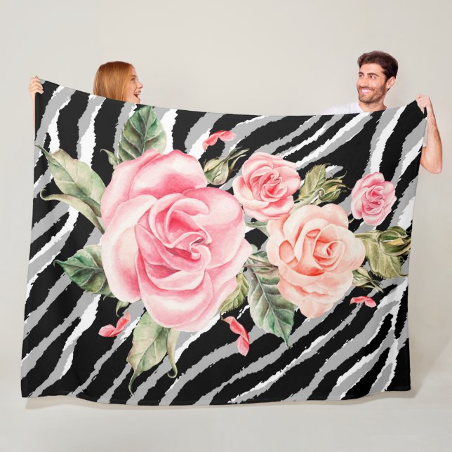 Luxury Tiger Rose Trendline Fleecedecke (Beispiel)