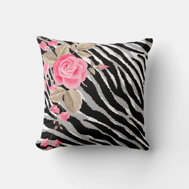 Luxury Tiger Rose Trendline Kissen (Vorderseite)