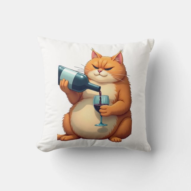 Luxury Tipsy Cat Modern Art Illustration Kissen (Vorderseite)