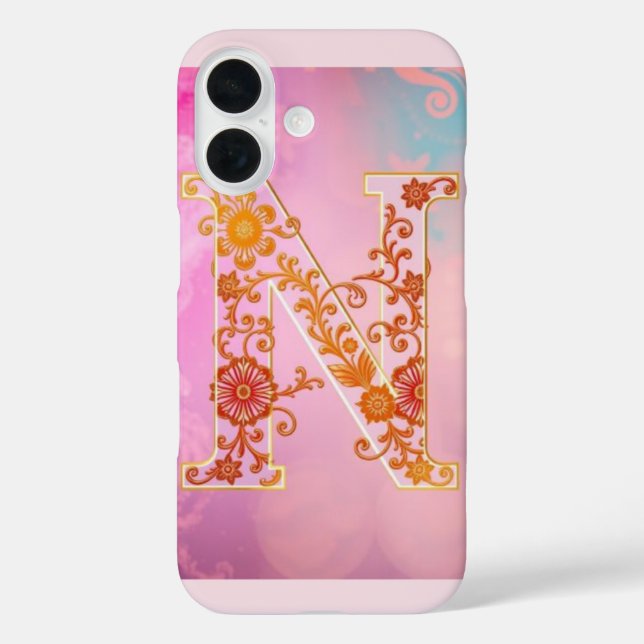 Luxury Transparent Letter N  iPhone 16 Hülle (Rückseite)