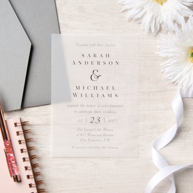 Luxury Transparent Vellum Wedding Einladungen (Hochzeit)