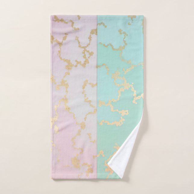 Luxury Trendy Blush Pink Soft Mint Gold Collection Badhandtuch Set (Handtuch)