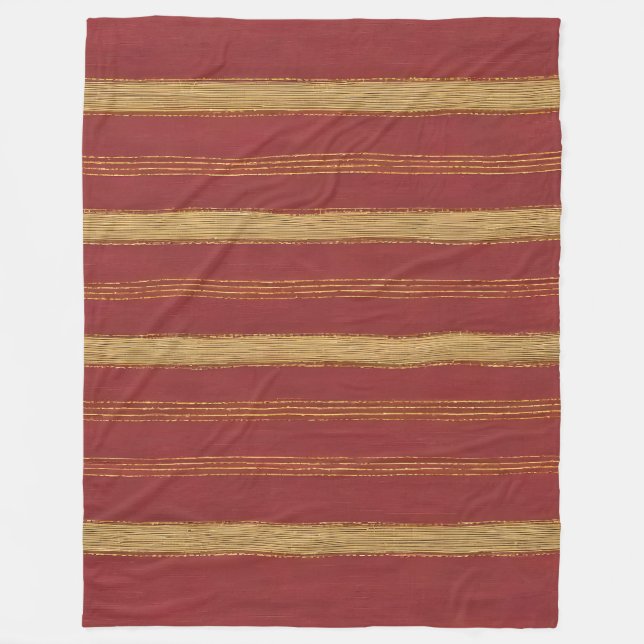 Luxury Trendy Burgundy Gold Linen Collection Fleecedecke (Vorderseite)