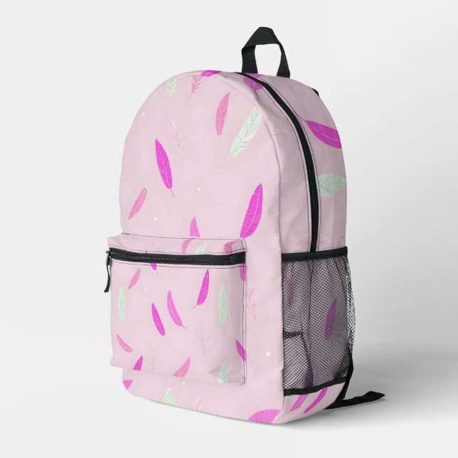 Luxury Trendy Feathers Boho Collection Bedruckter Rucksack (Rückseitige Ecke Rechts)