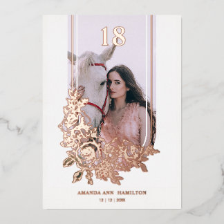 Luxury Trendy Floral Birthday Party Photo Folieneinladung