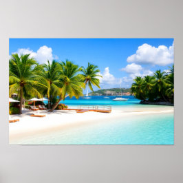 Luxury tropical resort beach poster