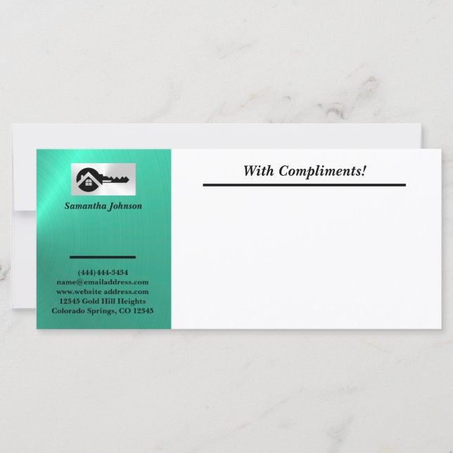 Luxury Turquoise Black Key With Compliments Slip (Vorderseite)