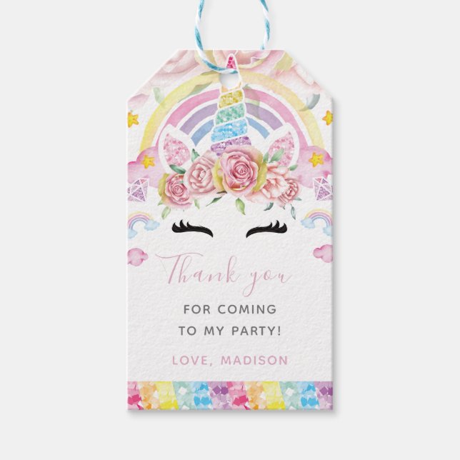 Luxury Unicorn Magical Birthday Personalisiert Geschenkanhänger (Vorderseite)