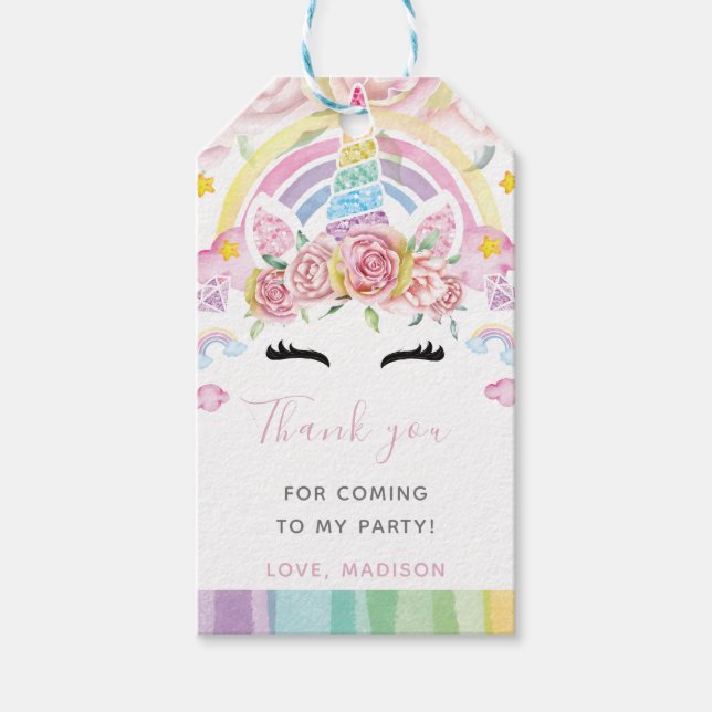 Luxury Unicorn Magical Birthday Personalisiert Geschenkanhänger (Vorderseite)