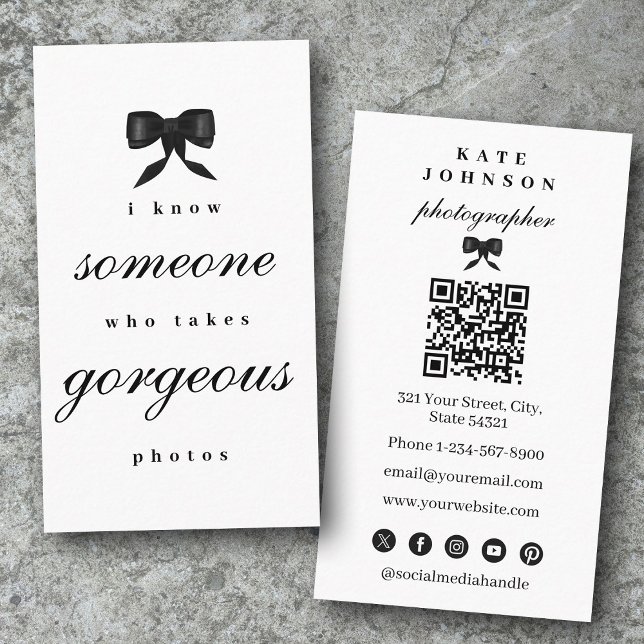 Luxury Unique  Elegant Photographer QR Code Visitenkarte (Luxury Unique Elegant Photographer QR Code Business Card)