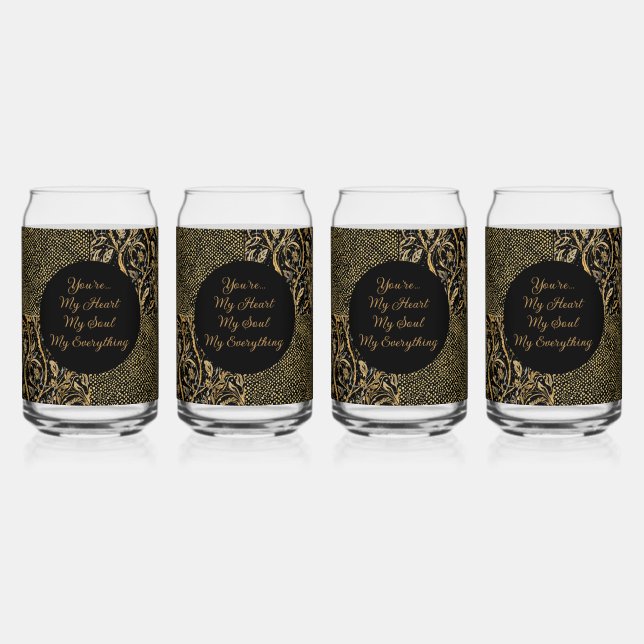 Luxury, Valentine's Day,Black Gold Florals ,Pixel  (Recto)
