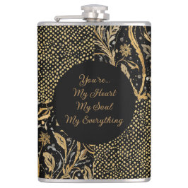 Luxury, Valentine's Day,Black Gold Florals ,Pixel  Flachmann